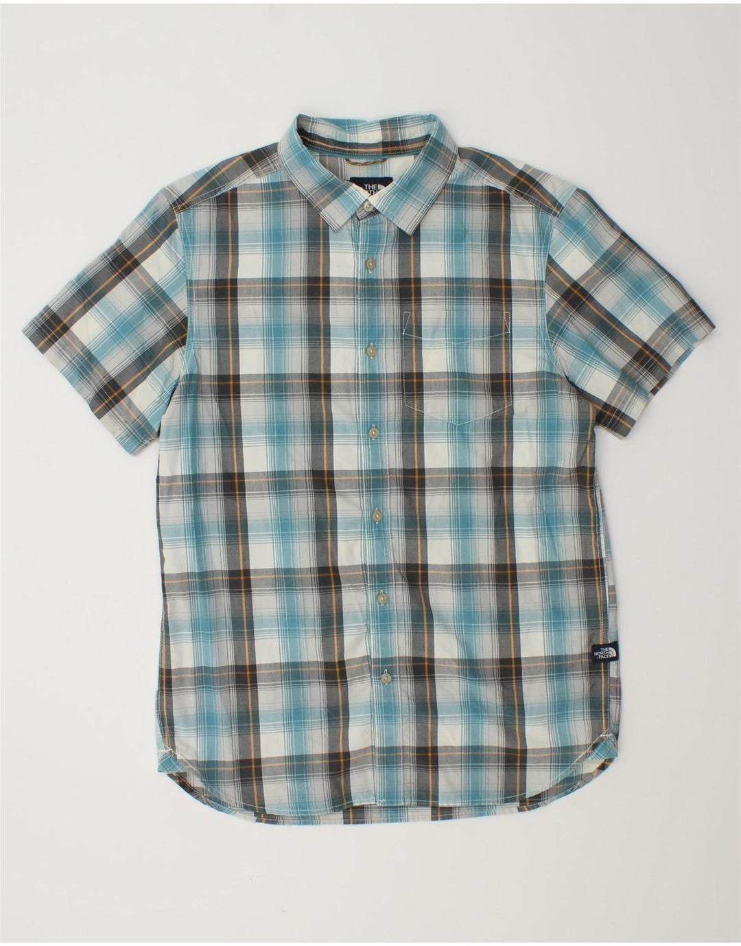 The North Face Mens Short Sleeve Shirt Medium Blue Check Cotton