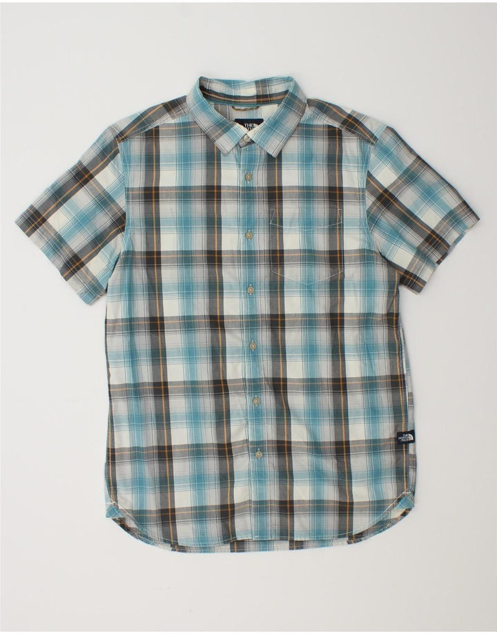 The North Face Mens Short Sleeve Shirt Medium Blue Check Cotton