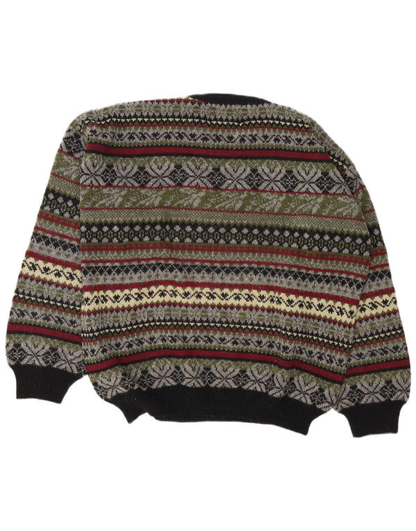 Fryday Mens Crew Neck Jumper Sweater Medium Multicoloured Fair Isle