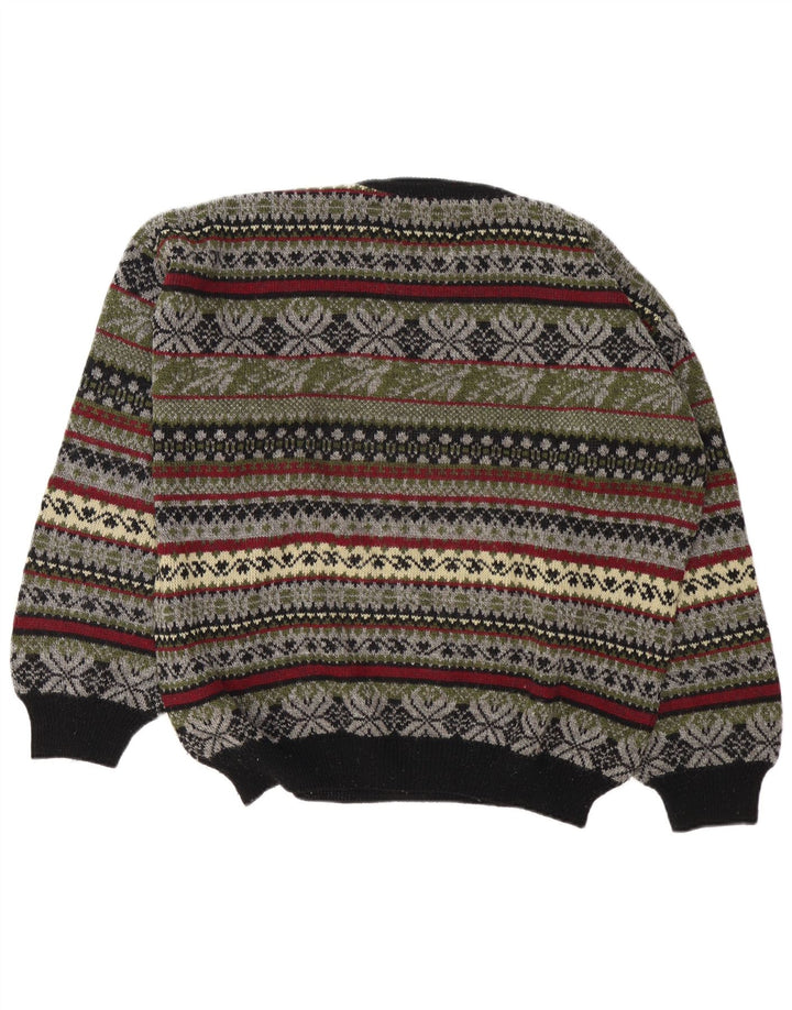 Fryday Mens Crew Neck Jumper Sweater Medium Multicoloured Fair Isle