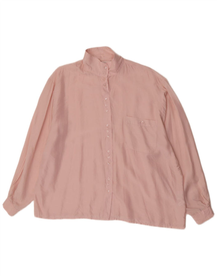 Vintage Womens Oversized Shirt Blouse IT 44 Medium Pink Silk
