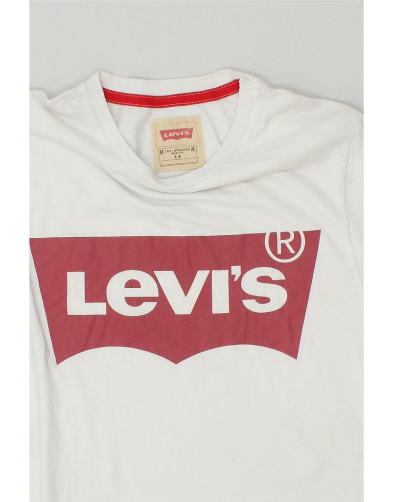 LEVI'S Girls Graphic T-Shirt Top 13-14 Years White Cotton | Vintage Levi's | Thrift | Second-Hand Levi's | Used Clothing | Messina Hembry 