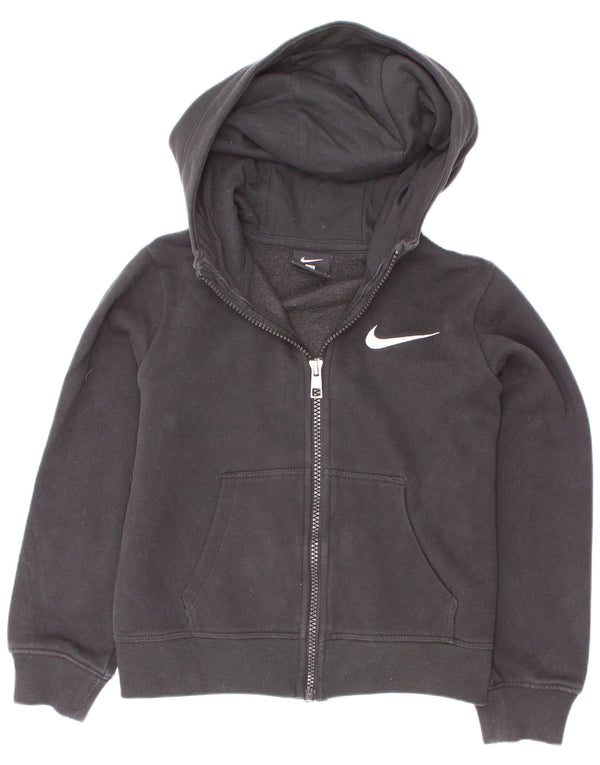 Nike Boys Zip Hoodie Sweater 6-7 Years Large Black Cotton