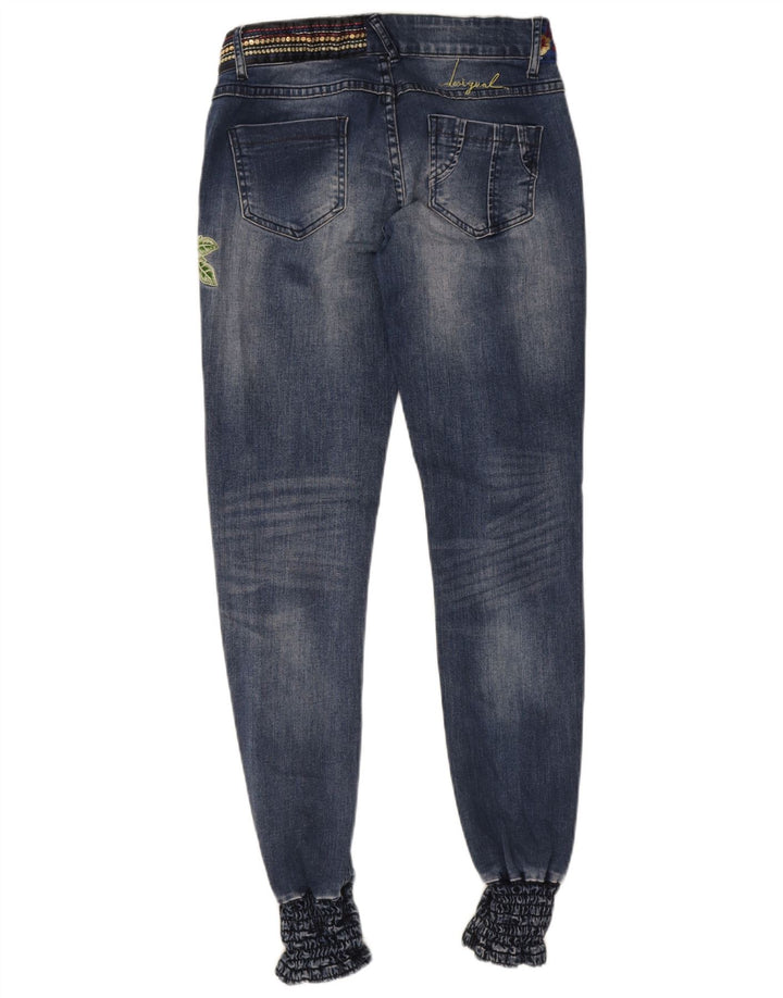 Desigual Womens Graphic Joggers Slim Jeans W28 L32 Blue Polyester