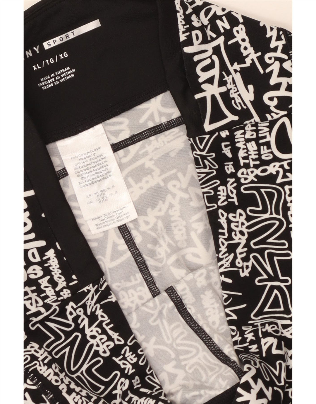 DKNY Womens Graphic Leggings UK 18 XL  Black Nylon