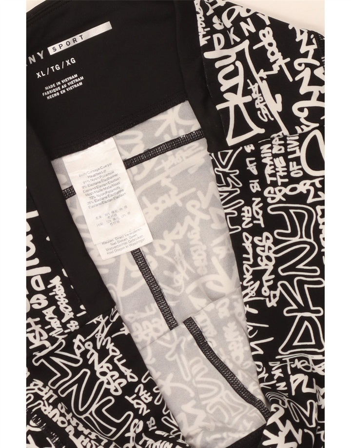 DKNY Womens Graphic Leggings UK 18 XL  Black Nylon