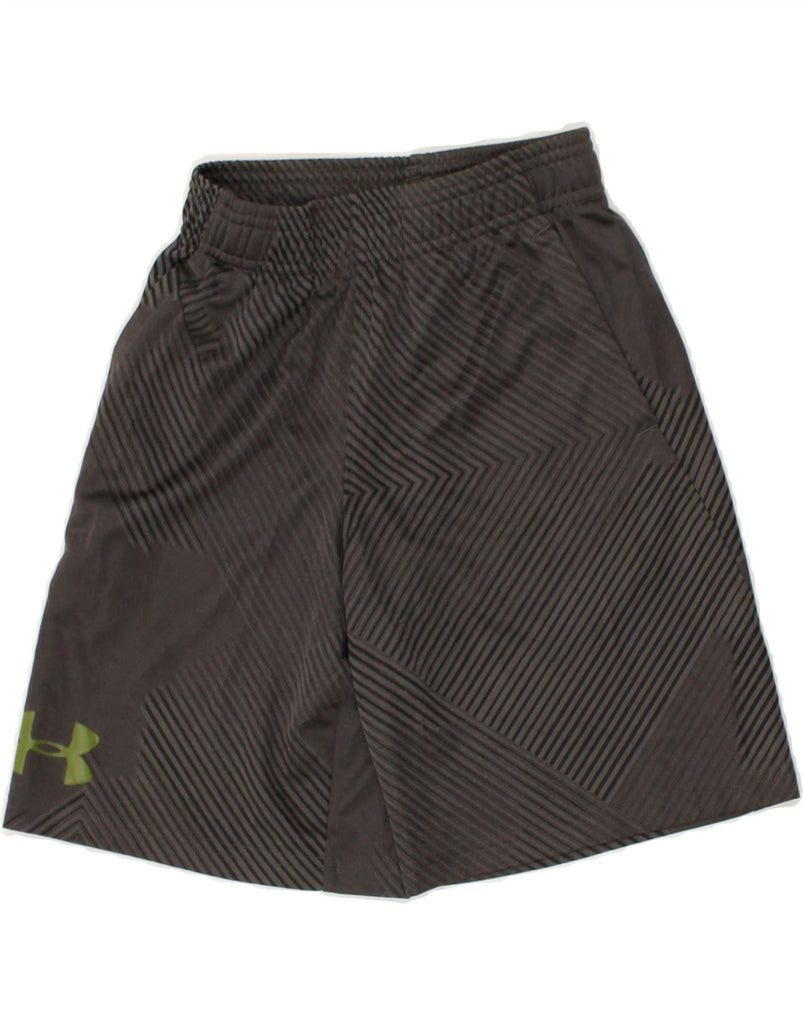 UNDER ARMOUR Boys Heat Gear Sport Shorts 7-8 Years Small Grey Striped | Vintage Under Armour | Thrift | Second-Hand Under Armour | Used Clothing | Messina Hembry 