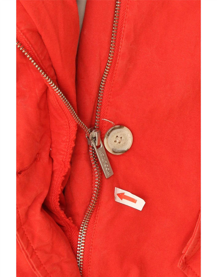 Woolrich Womens Hooded Padded Jacket UK 14 Medium Red Cotton