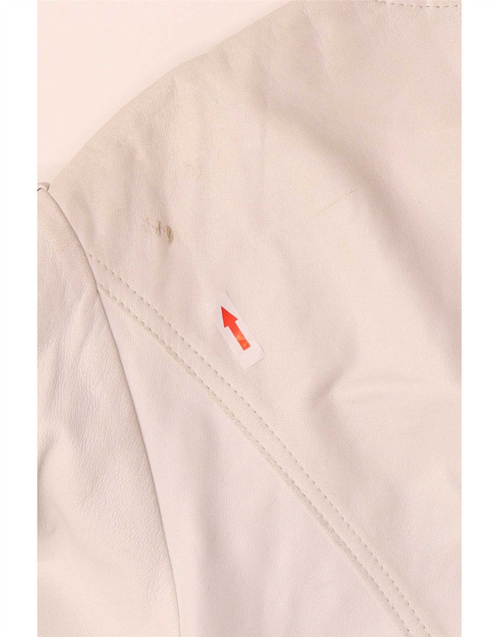 Madeleine Womens 4 Button Leather Blazer Jacket IT 42 Medium White
