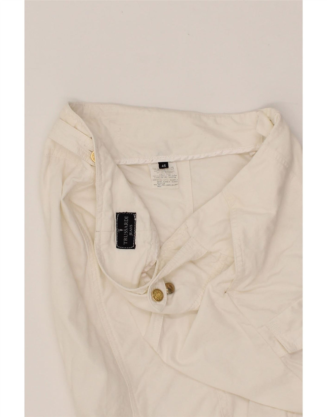 TRUSSARDI Womens Straight Skirt IT 46 Large W32 White Cotton Vintage Trussardi and Second-Hand Trussardi from Messina Hembry 