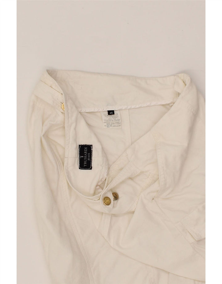 TRUSSARDI Womens Straight Skirt IT 46 Large W32 White Cotton Vintage Trussardi and Second-Hand Trussardi from Messina Hembry 