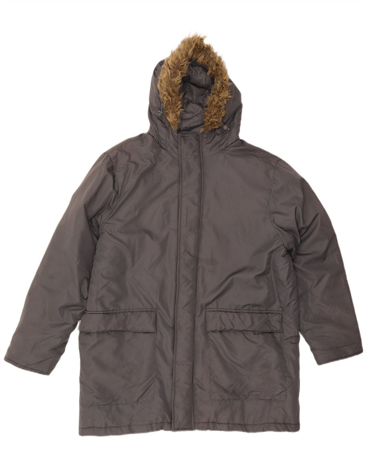 French Connection Mens Hooded Padded Coat UK 42 XL Grey Polyester