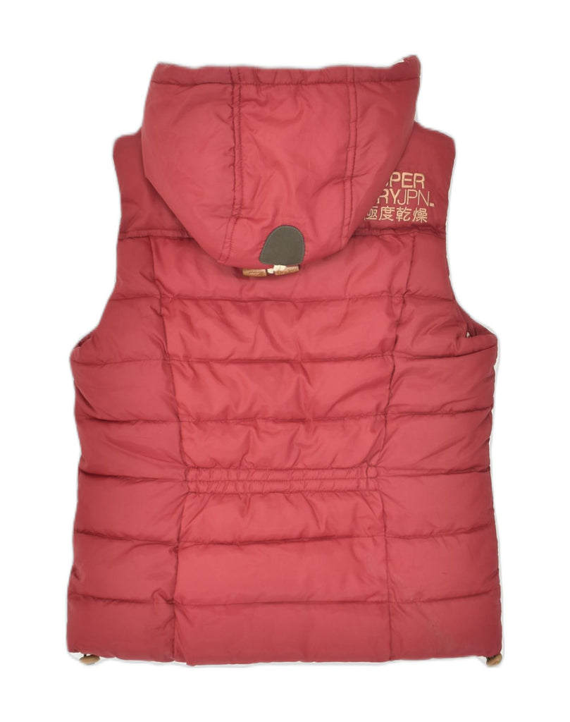 SUPERDRY Womens Hooded Sherpa Padded Gilet UK 10 Small Red Polyester | Vintage Superdry | Thrift | Second-Hand Superdry | Used Clothing | Messina Hembry 