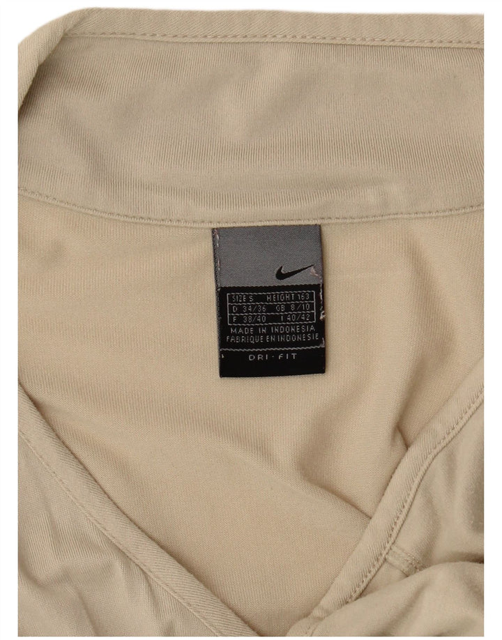 Nike Womens Dri Fit Top Long Sleeve UK 8/10 Small Beige