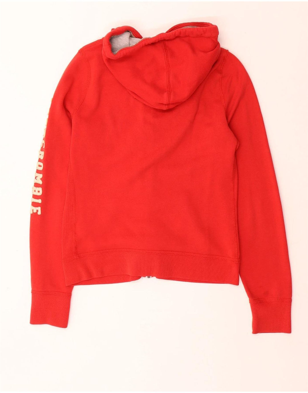 ABERCROMBIE & FITCH Womens Graphic Zip Hoodie Sweater UK 14 Large Red