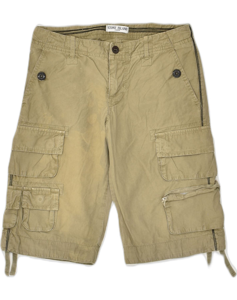 STONE ISLAND Boys Cargo Shorts 8-9 Years W24 Khaki Cotton | Vintage Stone Island | Thrift | Second-Hand Stone Island | Used Clothing | Messina Hembry 