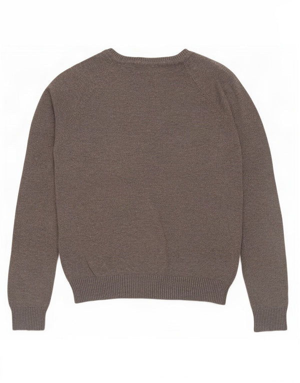 Zara Womens Crop V-Neck Jumper Sweater UK 14 Large Grey Argyle/Diamond