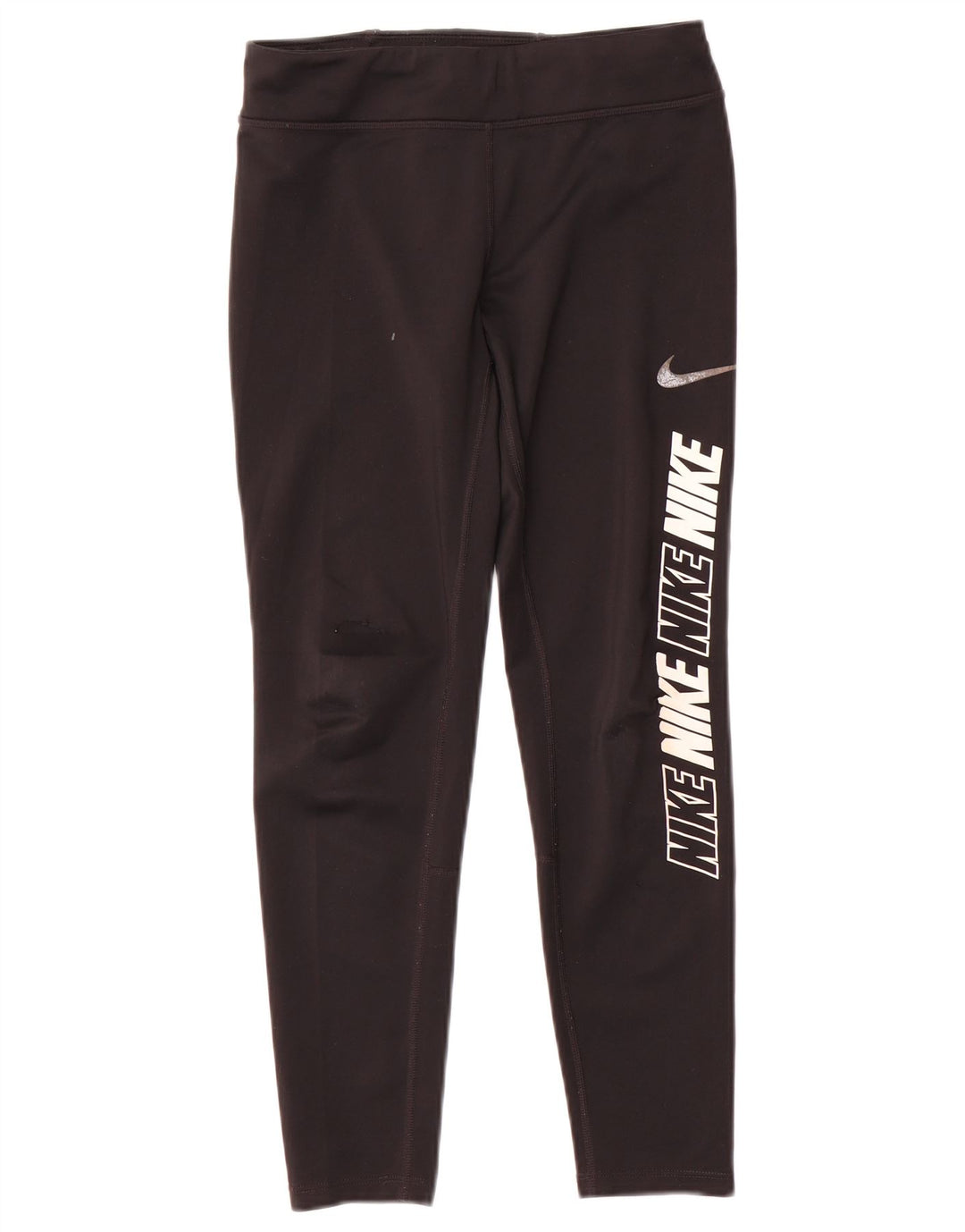 Nike Girls Graphic Leggings 10-11 Years Medium Black Polyester