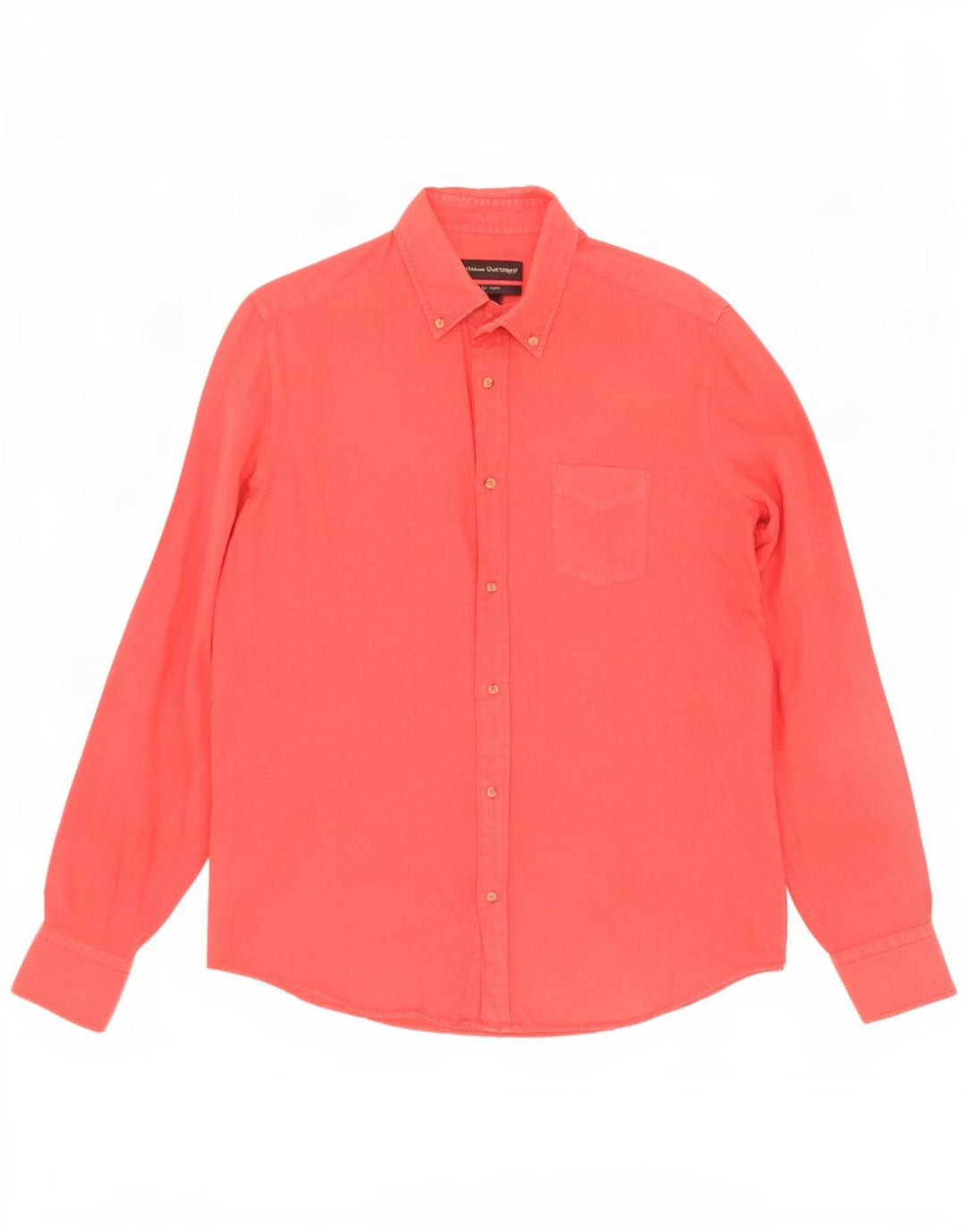 Massimo Dutti Mens Shirt Medium Red Linen