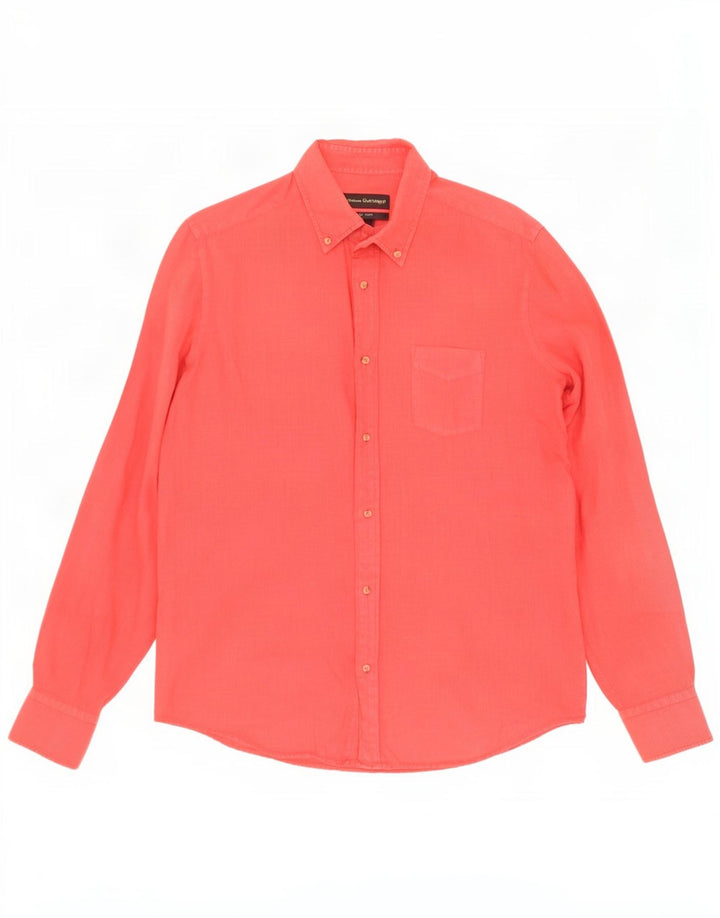 Massimo Dutti Mens Shirt Medium Red Linen