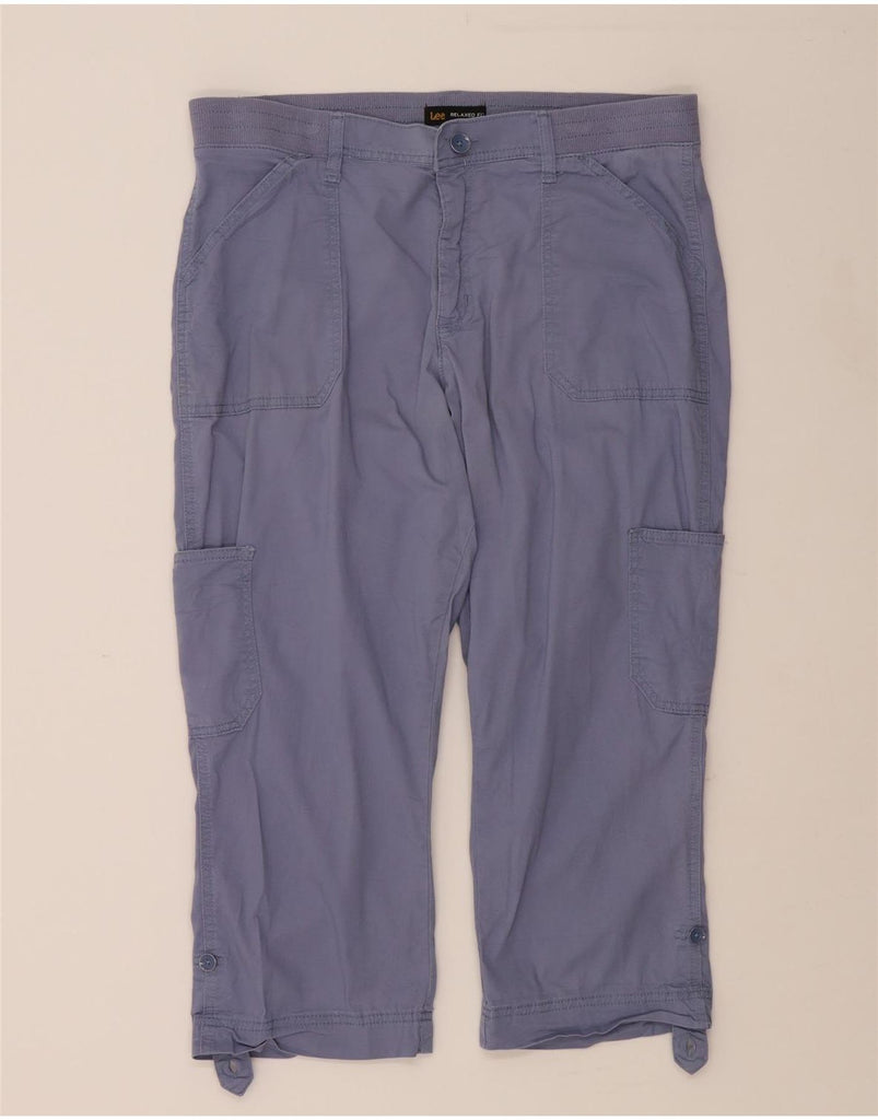 LEE Womens Mid Rise Relaxed Fit Capri Cargo Trousers US 14 XL W34 L20 Blue Vintage Lee and Second-Hand Lee from Messina Hembry 