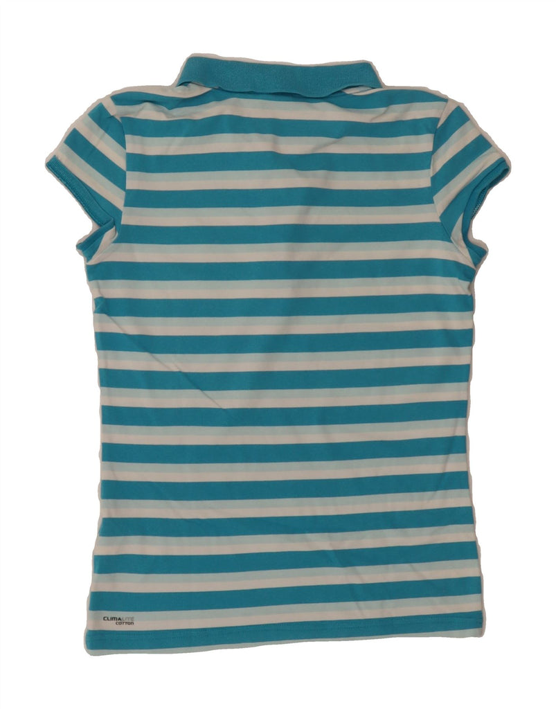 ADIDAS Womens Climalite Polo Shirt UK 10 Small Blue Striped Cotton Vintage Adidas and Second-Hand Adidas from Messina Hembry 