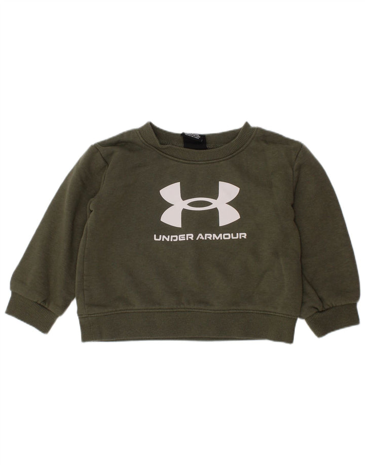 UNDER ARMOUR Baby Boys Graphic Sweatshirt Jumper 12-18 Months Khaki Cotton