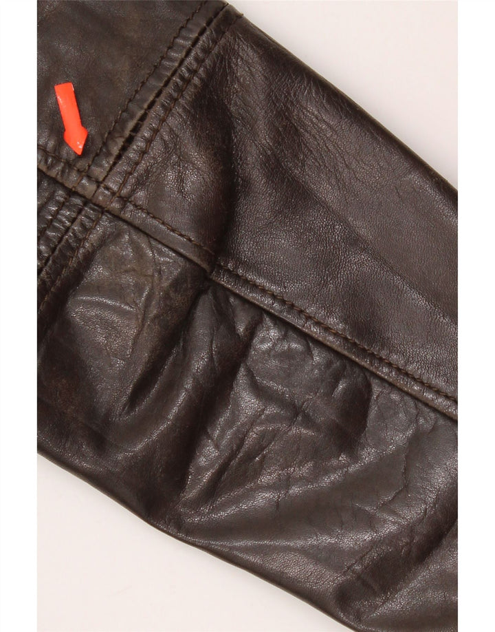 On Spirit Mens Bomber Leather Jacket IT 48 Medium Brown Leather