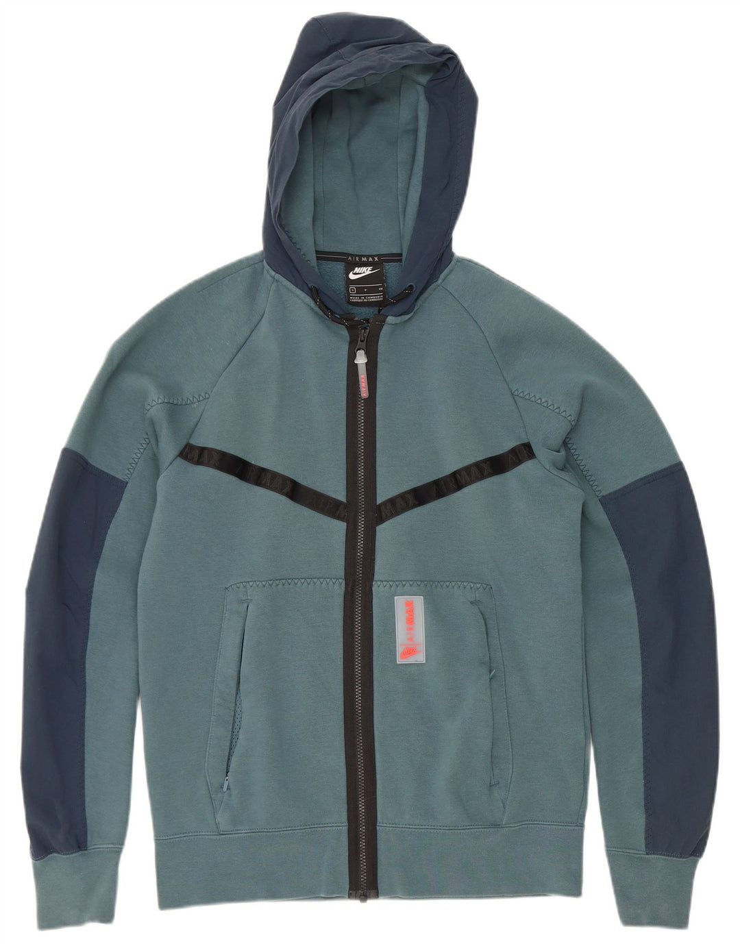 Nike Mens Zip Hoodie Sweater Small Blue Colourblock Polyester