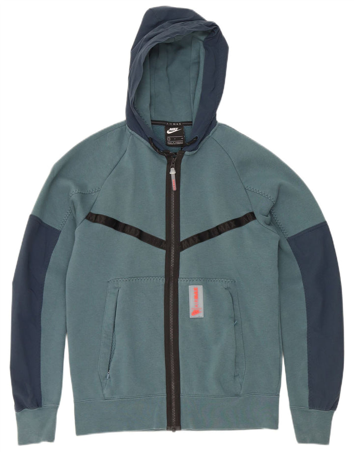 Nike Mens Zip Hoodie Sweater Small Blue Colourblock Polyester