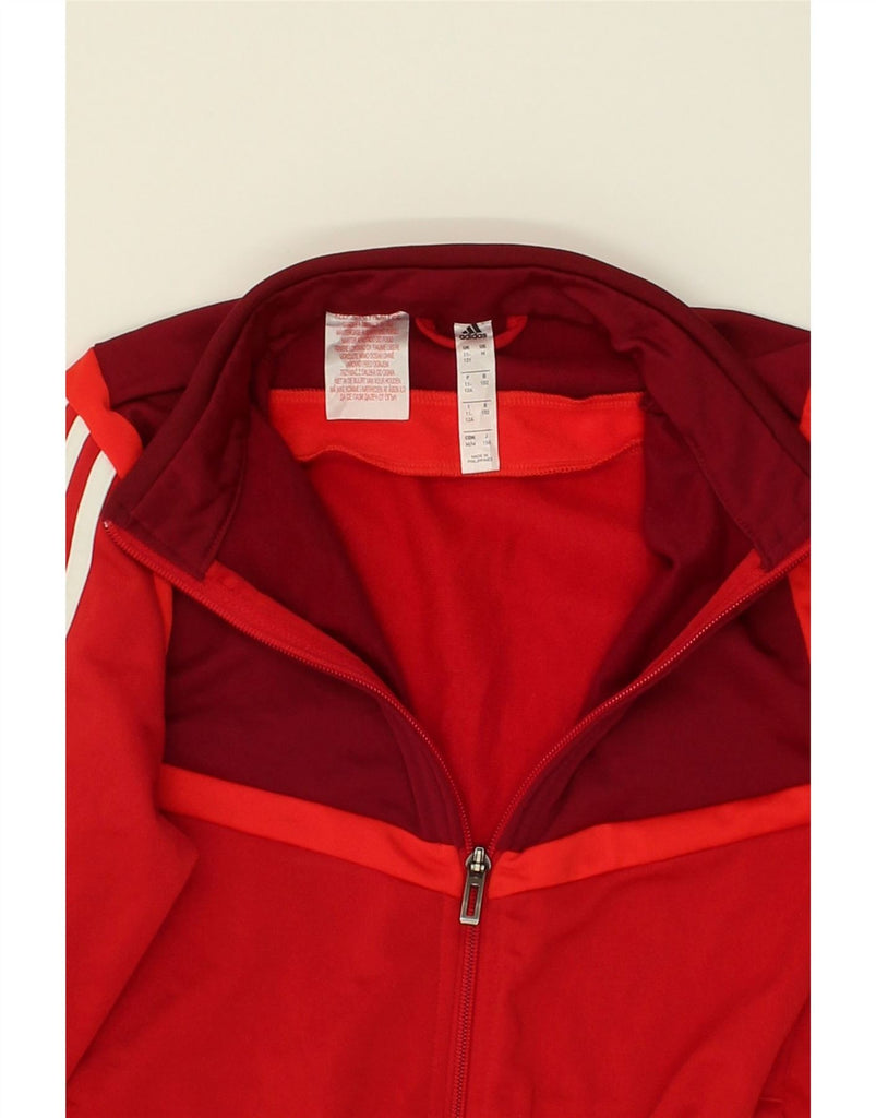 ADIDAS Boys Tracksuit Top Jacket 11-12 Years Red Colourblock Polyester | Vintage Adidas | Thrift | Second-Hand Adidas | Used Clothing | Messina Hembry 