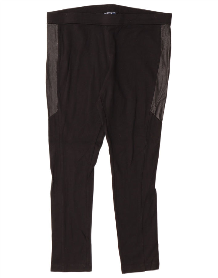 Chaps Womens Leggings UK 16 Large Black Colourblock Viscose