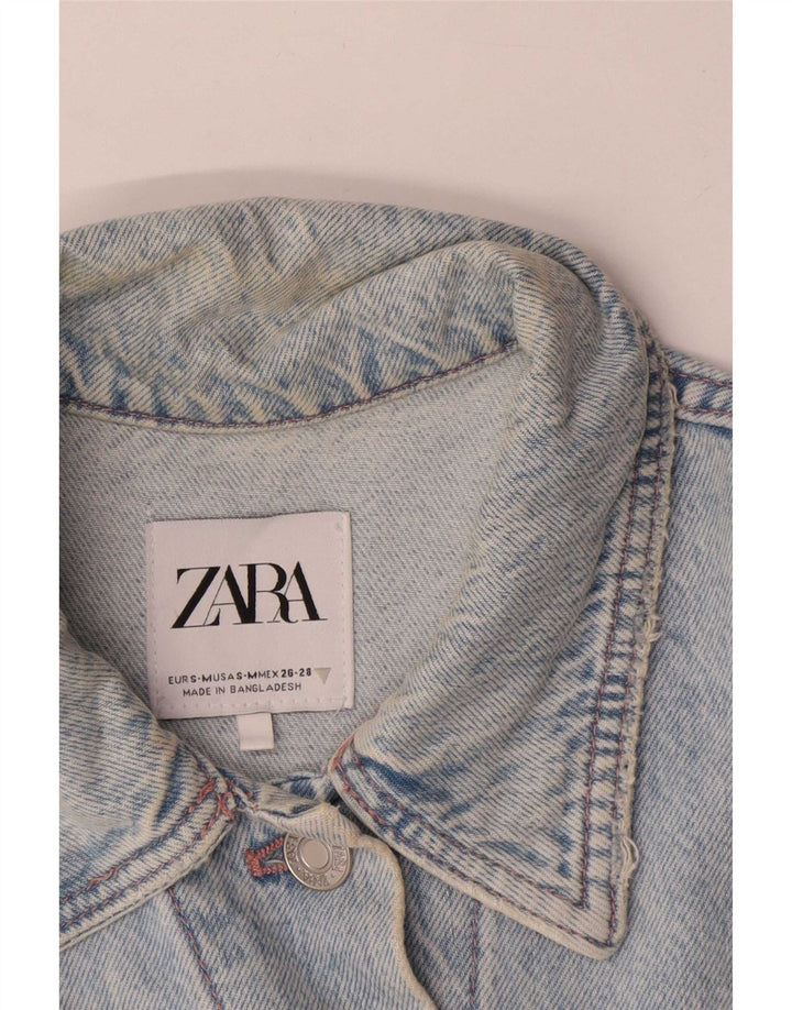 Zara Womens Oversized Denim Jacket UK 10 Small Blue Colourblock Cotton