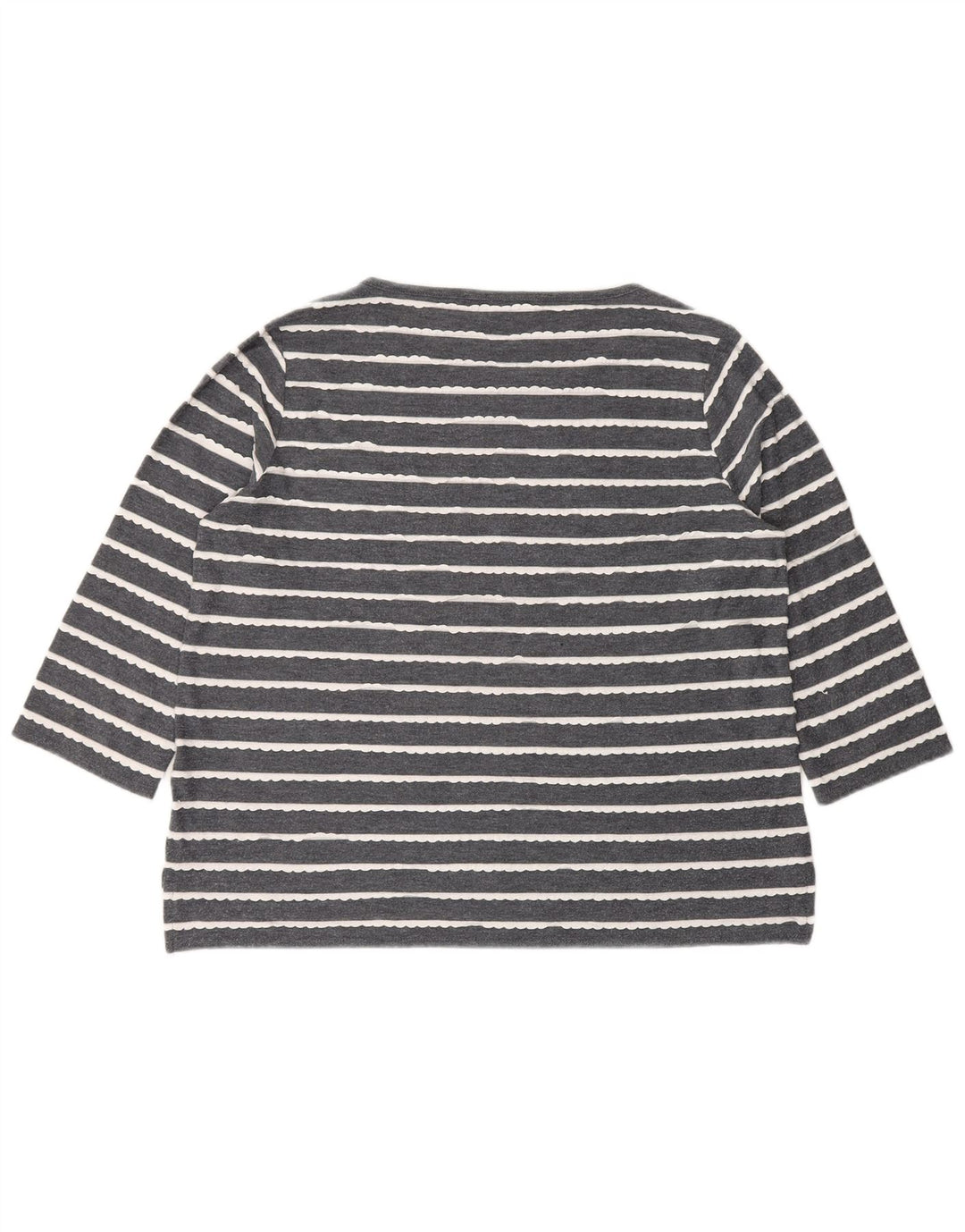 Marks & Spencer Womens Top 3/4 Sleeve UK 14 Large  Grey Striped Viscose