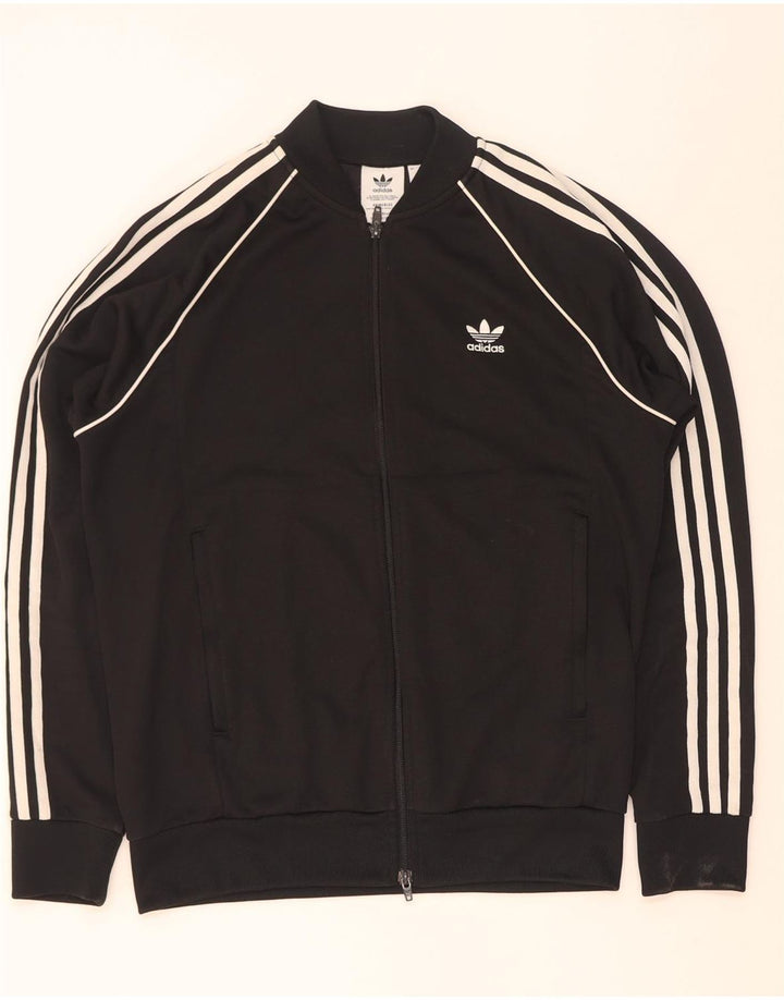 Adidas Mens Tracksuit Top Jacket Large Black Colourblock Polyester