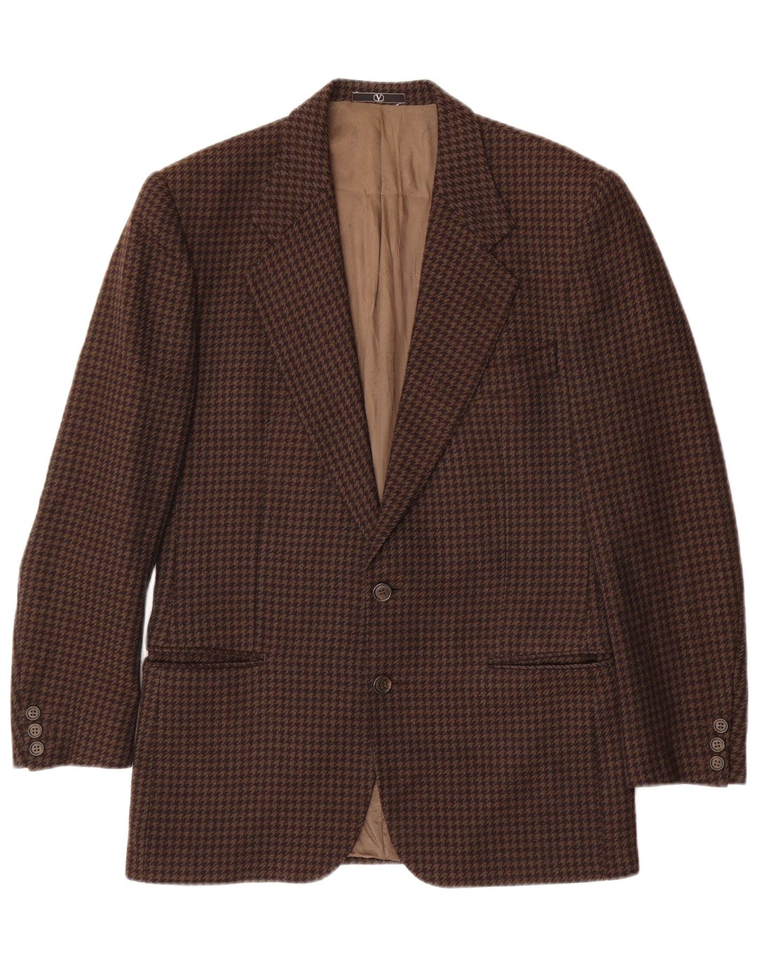 Valentino Mens Blazer Jacket UK 38 Medium Brown Houndstooth Classic