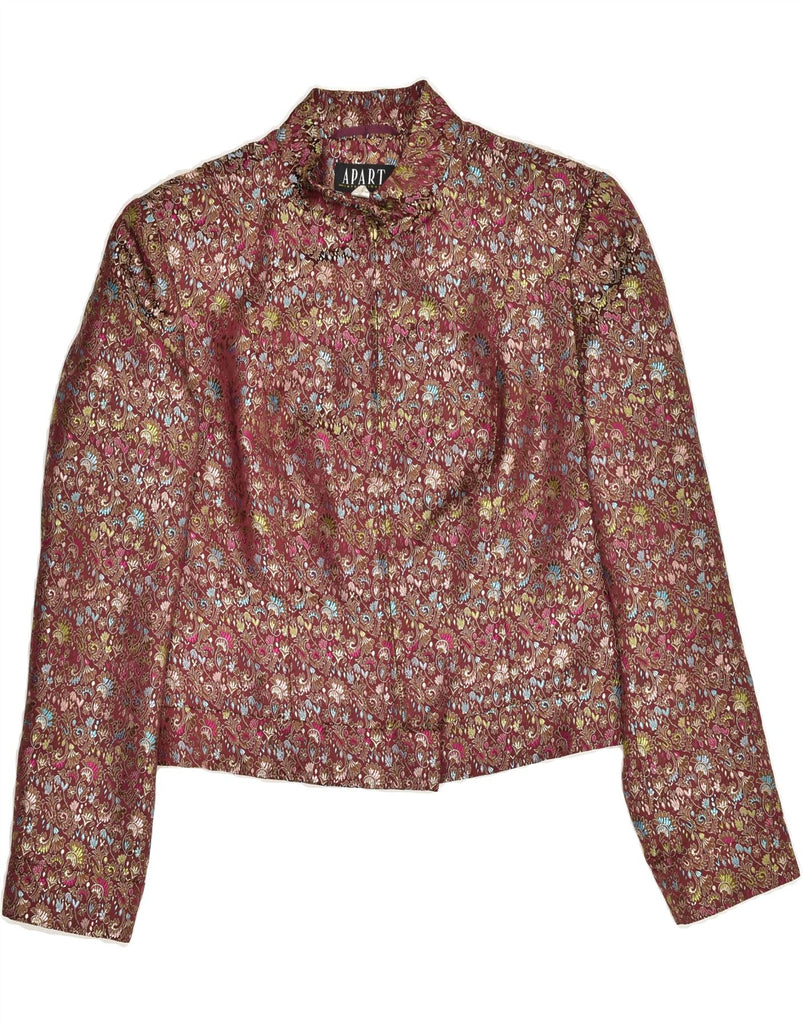 APART Womens Blazer Jacket UK 10 Small Maroon Paisley Polyester | Vintage Apart | Thrift | Second-Hand Apart | Used Clothing | Messina Hembry 