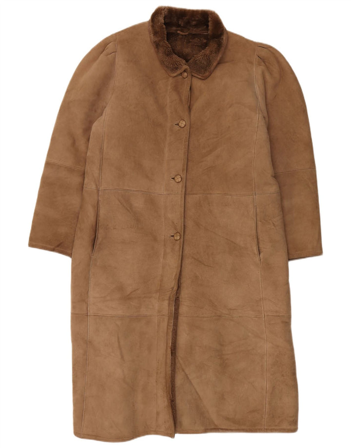 Vintage Womens Shearling Coat UK 16 Large Beige