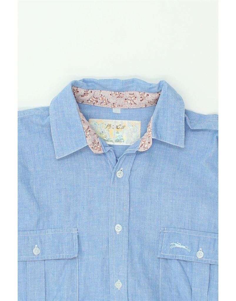 VINTAGE Mens Shirt Large Blue Cotton | Vintage Vintage | Thrift | Second-Hand Vintage | Used Clothing | Messina Hembry 