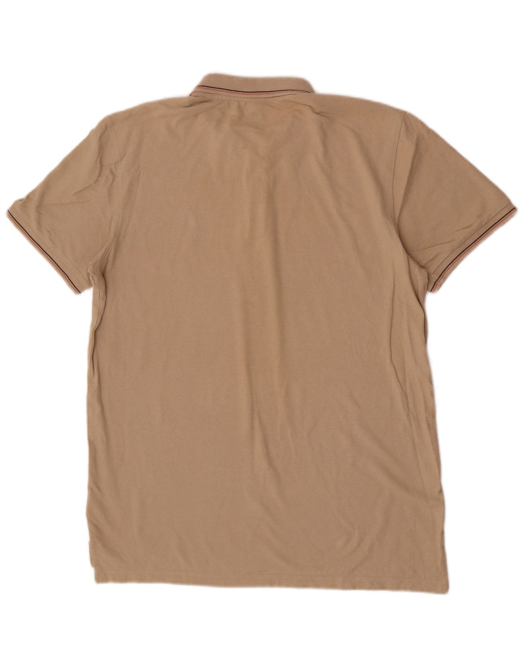 Lee Mens Regular Fit Polo Shirt Large Beige Striped Cotton