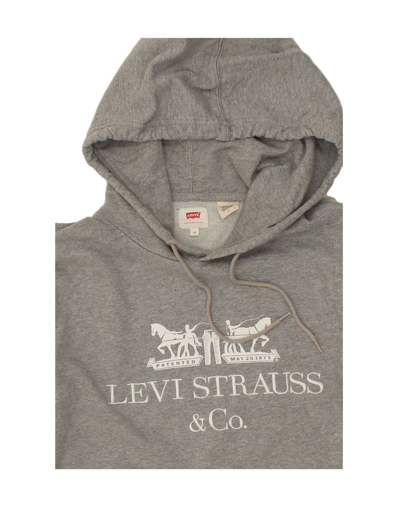 LEVI'S Mens Graphic Hoodie Jumper Medium Grey Cotton Vintage Levi's and Second-Hand Levi's from Messina Hembry 