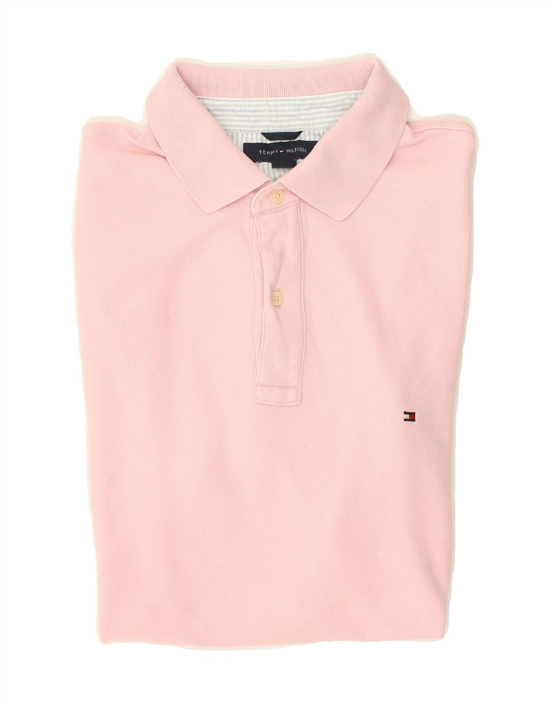 TOMMY HILFIGER Mens Polo Shirt Large Pink Cotton | Vintage Tommy Hilfiger | Thrift | Second-Hand Tommy Hilfiger | Used Clothing | Messina Hembry 