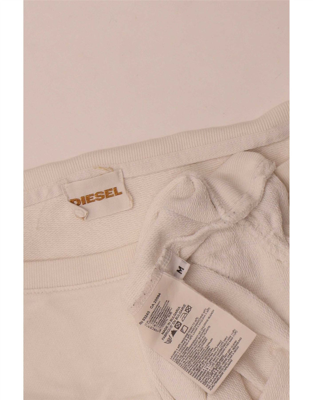 Diesel Womens Oversized Sweatshirt Jumper UK 14 Medium White Cotton