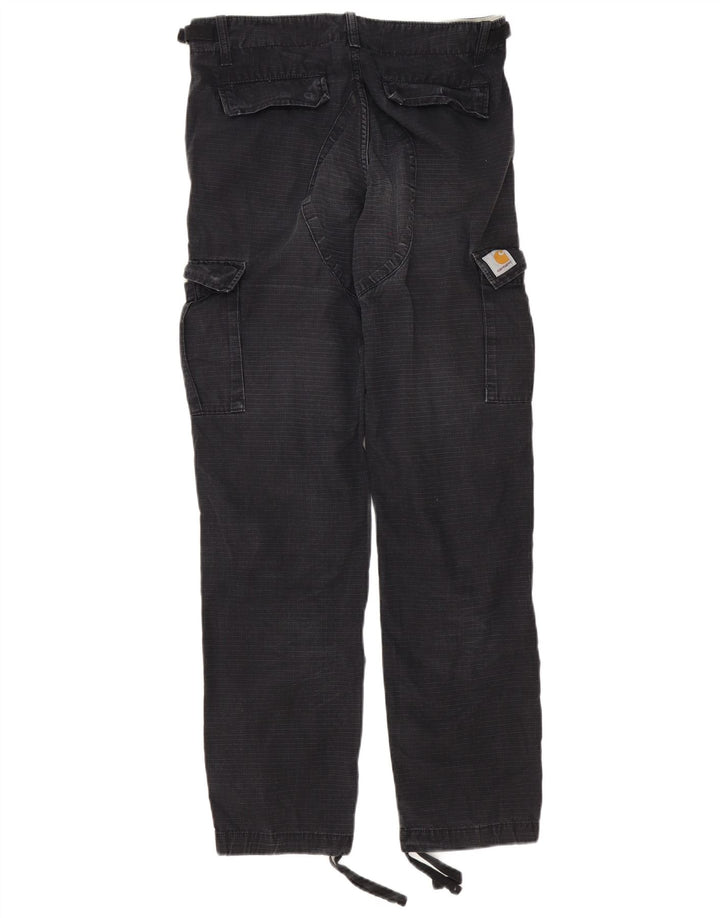 Carhartt Mens Straight Cargo Trousers W29 L32 Black Gingham Cotton