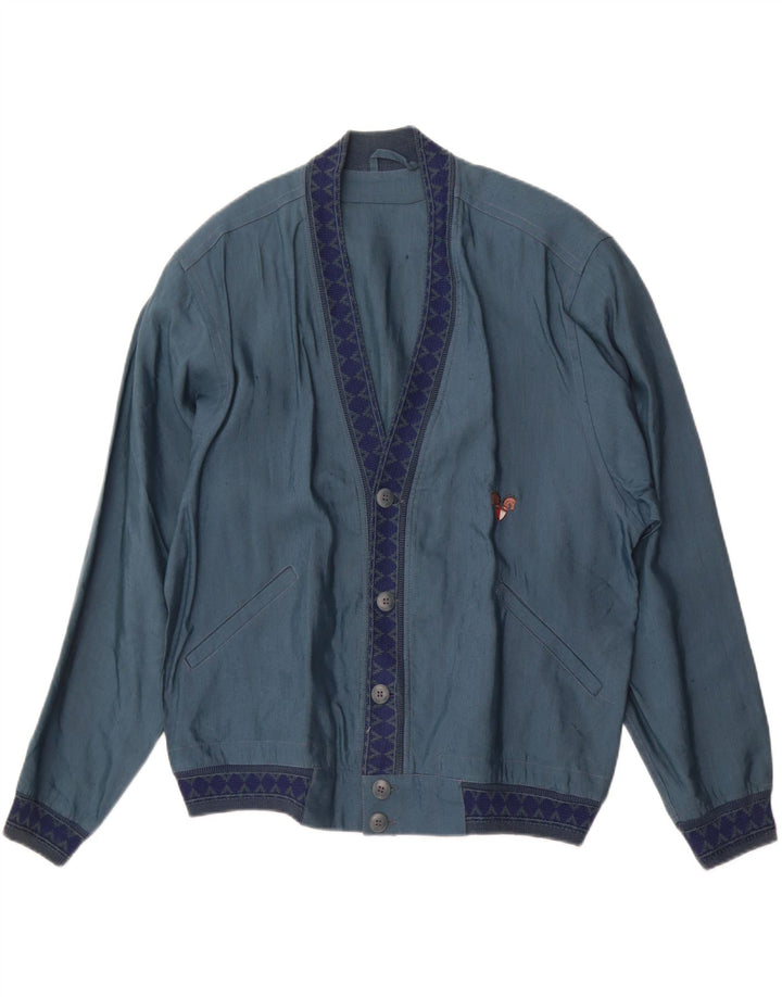 Bignami Mens Bomber Jacket IT 48 Medium Blue Linen