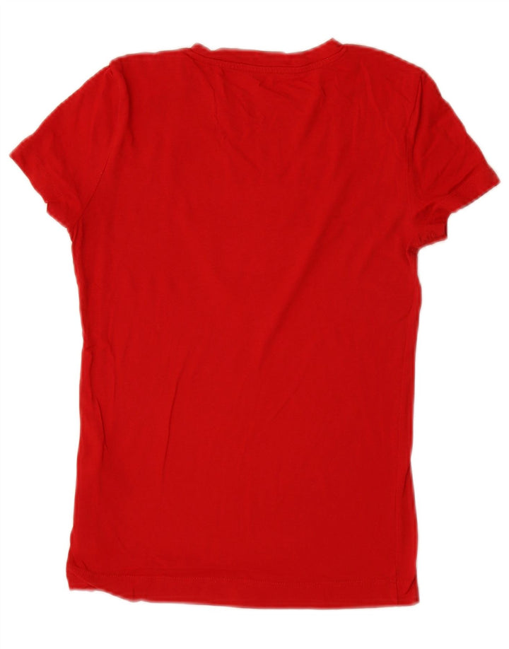 Guess Womens Graphic T-Shirt Top UK 2 2XS Red Cotton