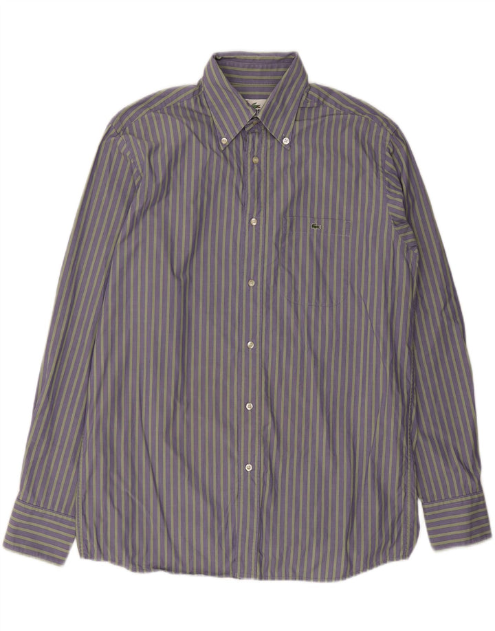 LACOSTE Mens Shirt Size 41 Medium Purple Striped Cotton Vintage Lacoste and Second-Hand Lacoste from Messina Hembry 