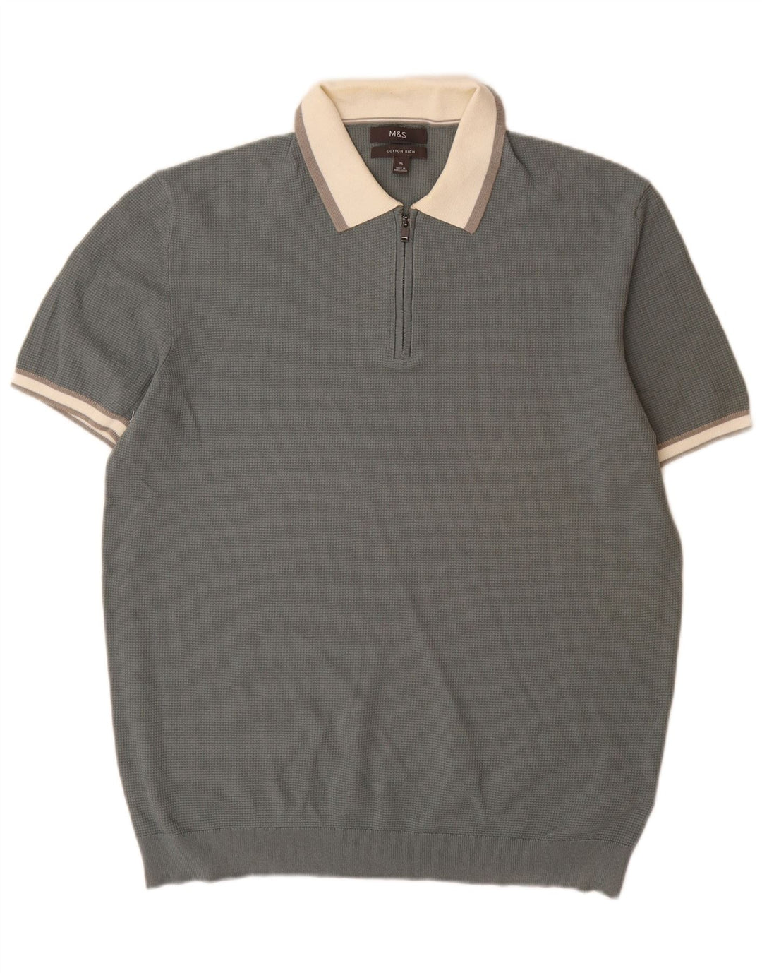 Marks & Spencer Mens Polo Neck Jumper Sweater XL Grey Colourblock