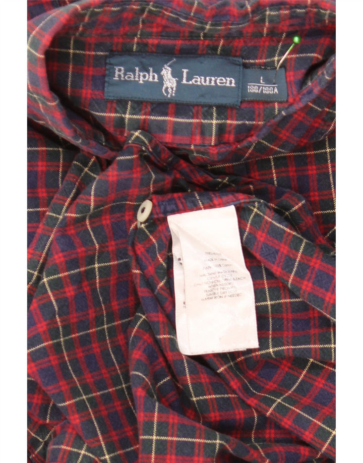 Polo Ralph Lauren Mens Shirt Large Red Check Cotton