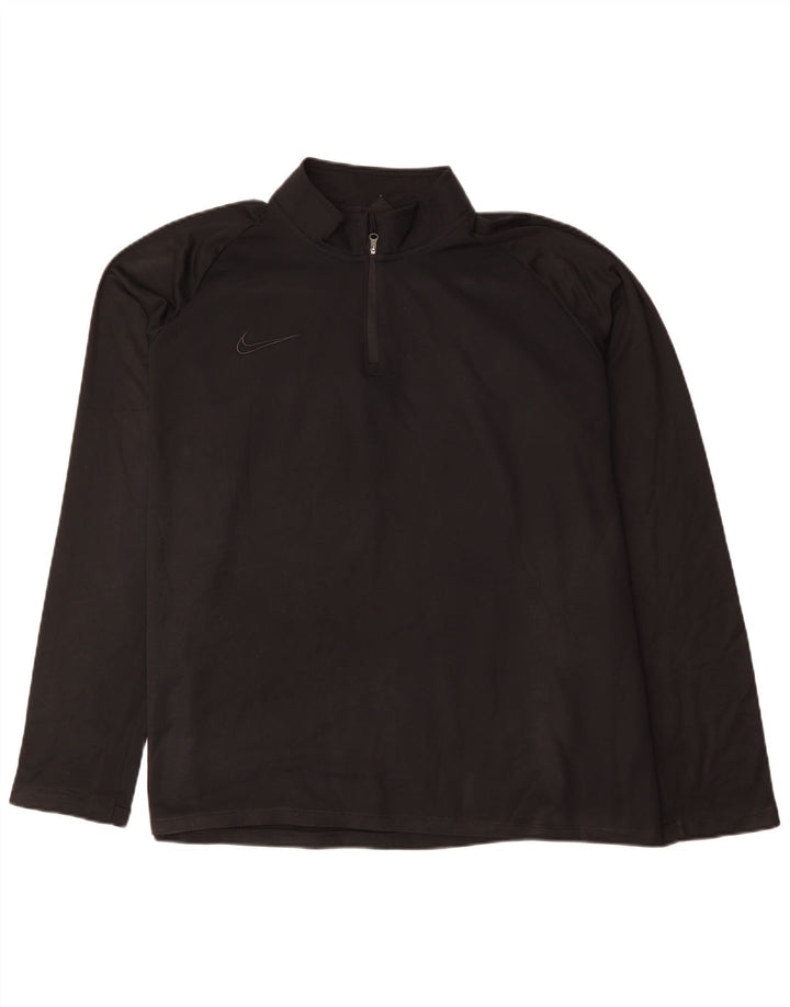 Nike Mens Dri Fit Zip Neck Pullover Tracksuit Top 2XL Black Polyester